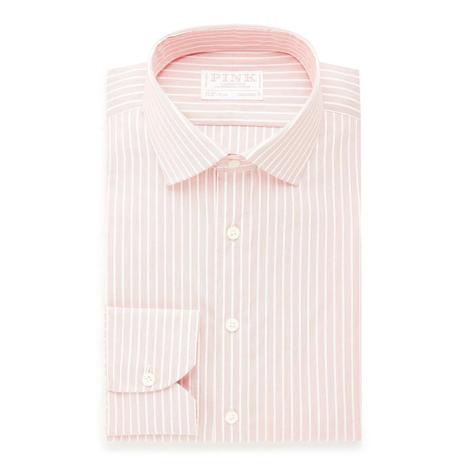 Thomas Pink Tailored Fit Formal Shirt in Pink/White Stripe - Premium Cotton