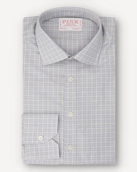 Thomas Pink Tailored Fit White and Multi Check Formal Shirt