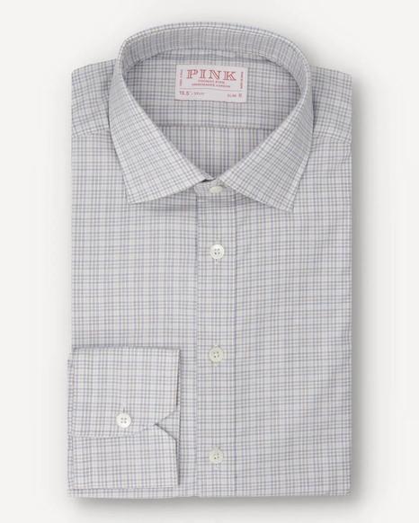 Thomas Pink White and Multi Slim Fit Check Formal Shirt