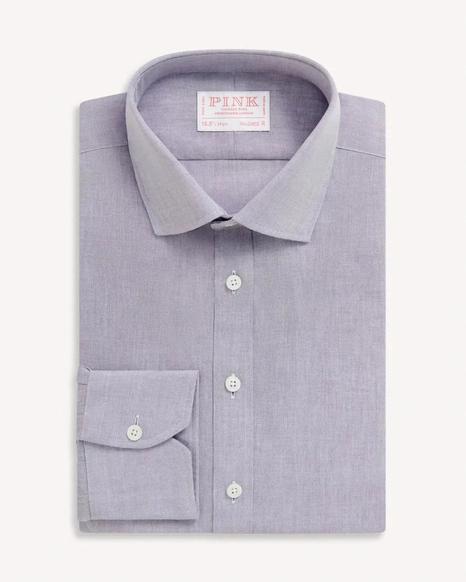 Thomas Pink Lilac Tailored Fit Formal Chambray Shirt for Men
