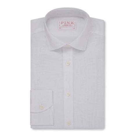 Thomas Pink Slim Fit White Voile Shirt for Smart Casual Wear