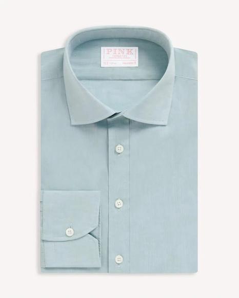 Thomas Pink Tailored Fit Pale Blue Cotton Mussoletta Shirt for Men