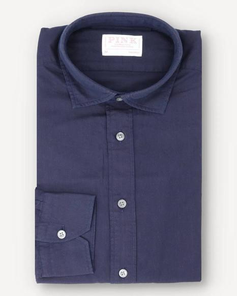 Thomas Pink Dark Navy Tailored Fit Smart Casual Shirt - Perfect for Every Occasion