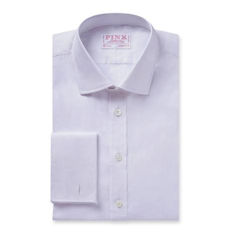 Thomas Pink Men's Athletic Fit Formal Tonal Stripe Shirt in White