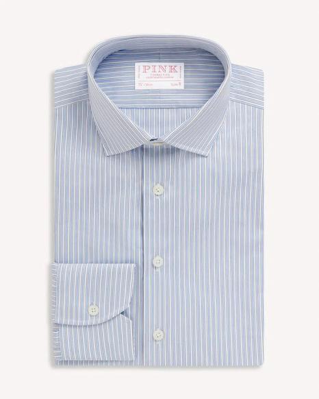 Thomas Pink Slim Fit City Stripe Shirt - Luxury Cotton Workwear