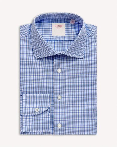 Thomas Pink Prince of Wales Blue and White Twill Shirt