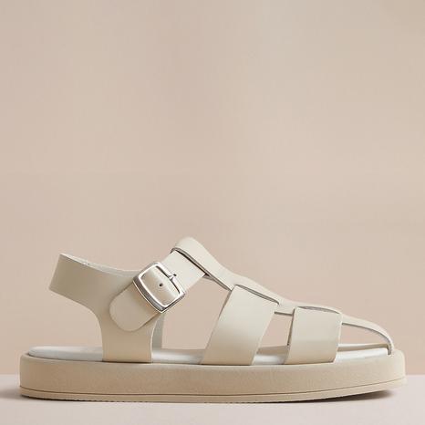 Women's Ecru Naomi Leather Flat Sandal