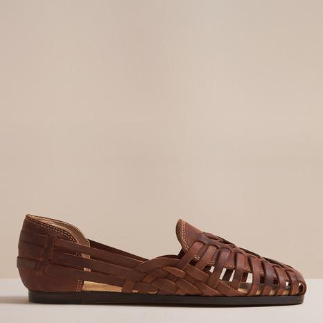 Women's Brown Raffi Leather Flat Shoes