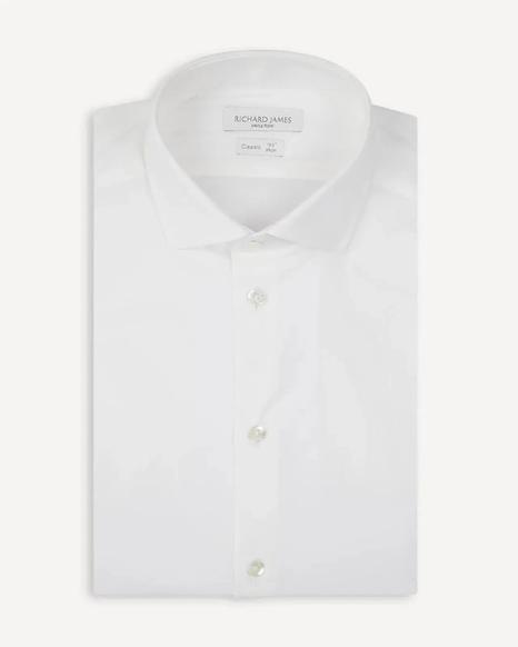 Richard James White Tailored Fit Poplin Shirt - Modern Elegance