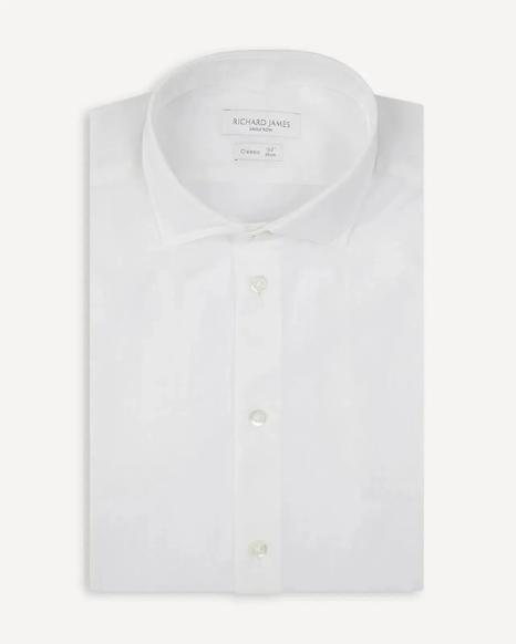 Richard James Tailored Fit White Poplin Shirt - Modern Elegance