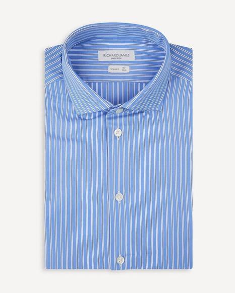 Richard James Tailored Fit Blue City Stripe Shirt - Modern Elegance