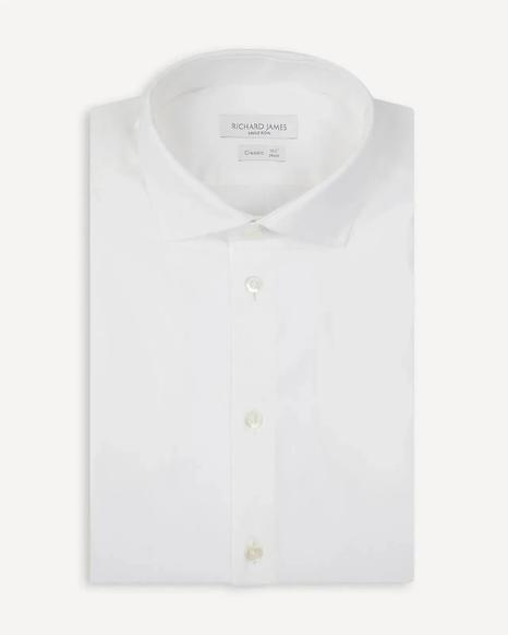 Richard James White Tailored Fit Stretch Poplin Shirt - Exclusive Offer