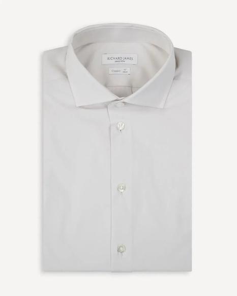 Richard James Ivory Tailored Fit Plain Shirt with Exclusive Bundle Offer
