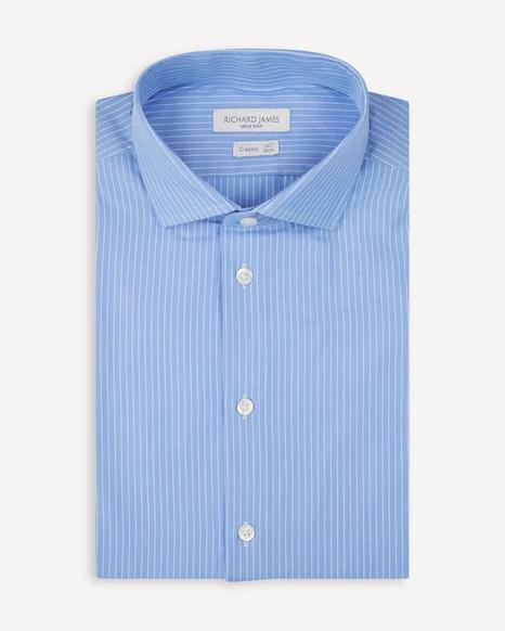 Richard James Tailored Fit Blue and White Shirt - Exclusive Offer