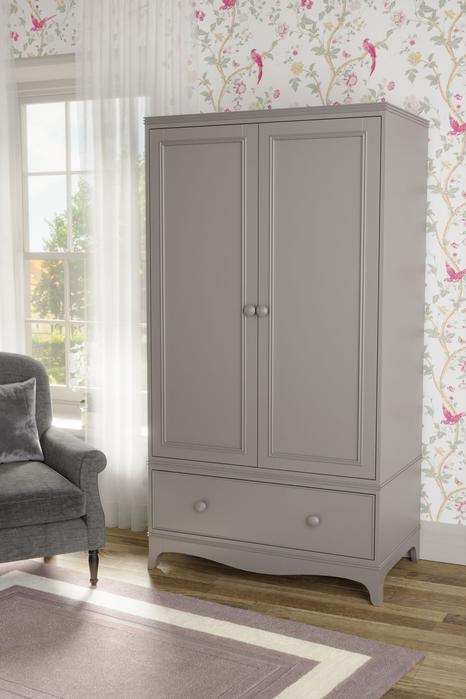 Broughton Pale French Grey 2 Door 1 Drawer Wardrobe