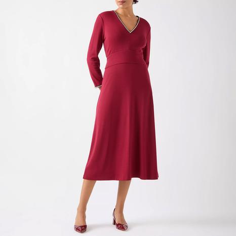 Raspberry Astrid Fit & Flare Midi Dress