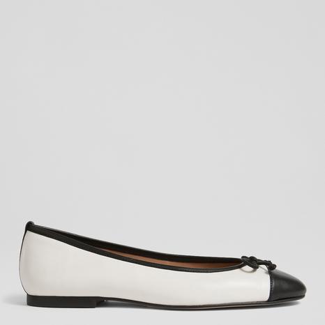 White/Black Kara Leather Ballet Flats