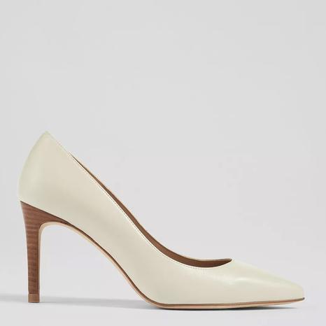 White Floret Leather Court Shoes