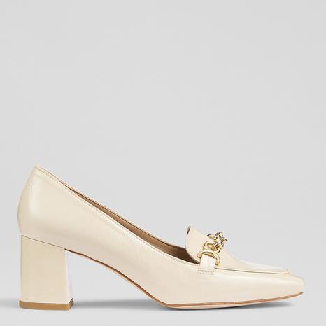 Cream Johanna Patent Heeled Shoe