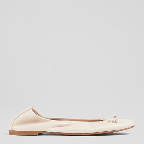 Cream Trilly Leather Ballet Pumps