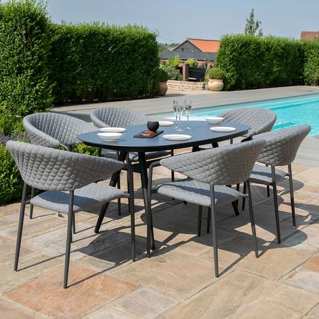 Pebble 6 Seat Oval Dining Set / Flanelle with free winter cover