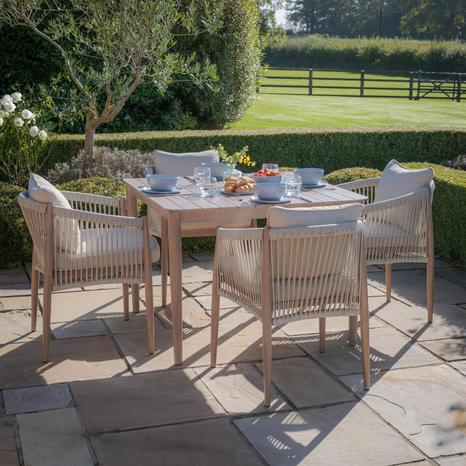Havana 4 Seat Square Dining Set - Natural Linen