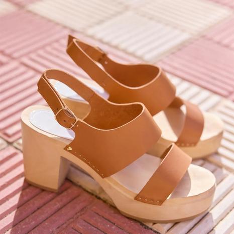 Camel Chunky Heeled Clogs