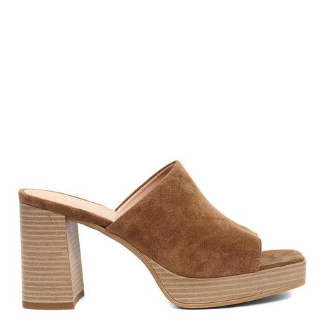 Women's Sand Dominica Leather Heeled Mules