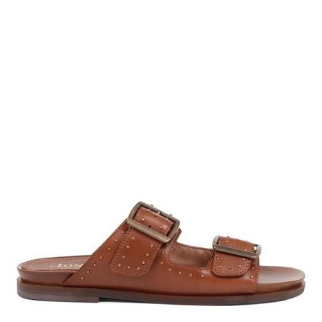 Women's Tan Eugenia Double Buckle Flat Sandals