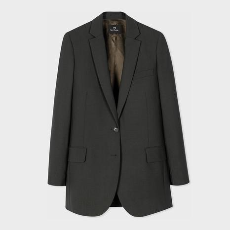 Charcoal Longline Wool Blazer