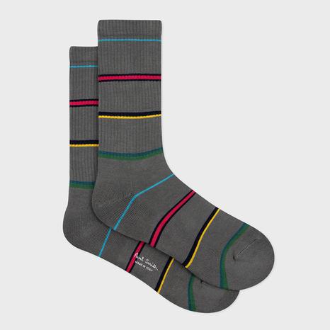 Grey Cillian Stripe Socks