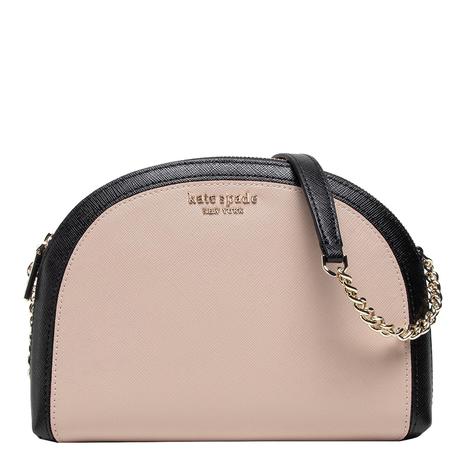 Warm Beige Black Spencer Double Zip Dome Crossbody