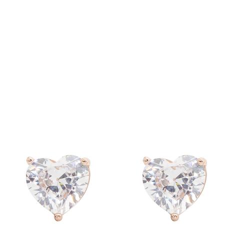 Rose Gold Crystal Heart Stud Earrings