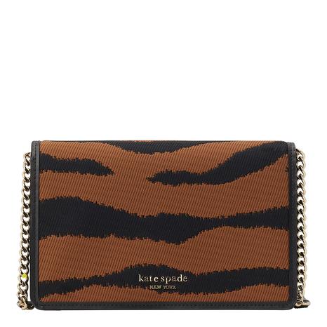 Brown Tiger Jacquard Fabric Wallet on Chain