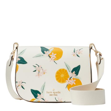 Cream Orange Toss Madison Saddle Bag