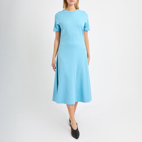Blue Ponte Tee Long Dress