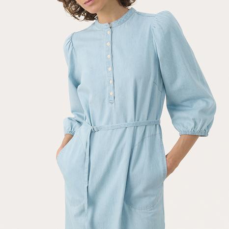 Light Blue Denim Midi Dress