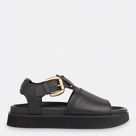 Black Khai Chunky Buckle Leather Sandal