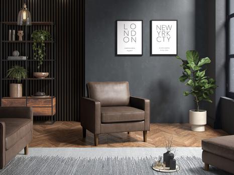 Henry Armchair Faux Leather Brown