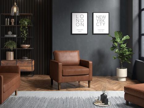 Henry Armchair Faux Leather Tan
