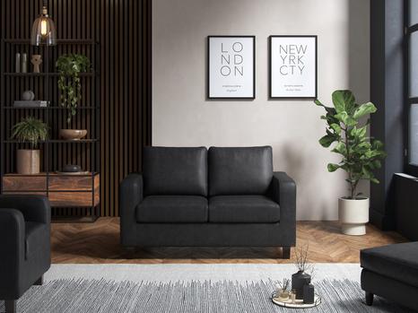 Ava 2 Seater Sofa PU Black
