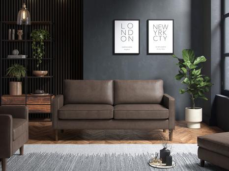 Henry 3 Seater Sofa Faux Leather Brown