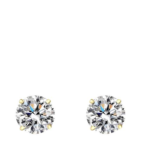 14K Solid Gold Solitaire Cz Stud Earrings