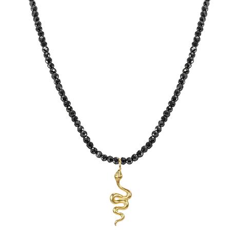 18K Gold Black Faceted Serpent Necklace