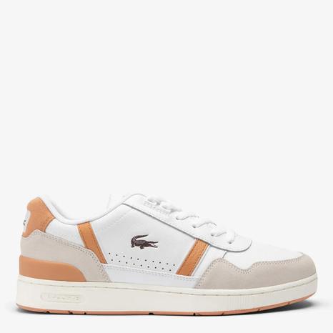 Men's White/Brown T-Clip Leather Trainers