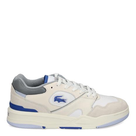 Men's White/Blue Lineshot Leather Trainers