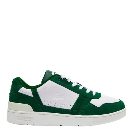 Men's White/Green T-Clip Leather Trainers