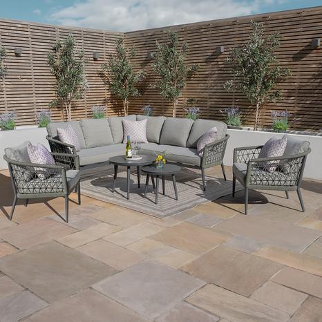 Monaco Small Corner Sofa Set With Armchair x2 - Ivy Green