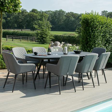 Zest 8 Seat Oval Dining Set / Flanelle Includes Free Winter cover