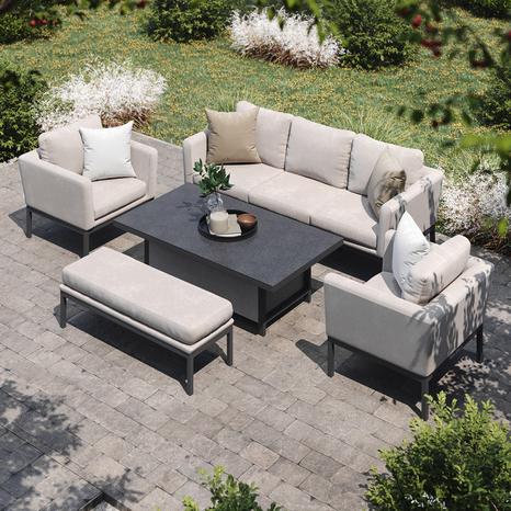 Pulse 3 Seat Sofa Set with Rising Table / Flanelle